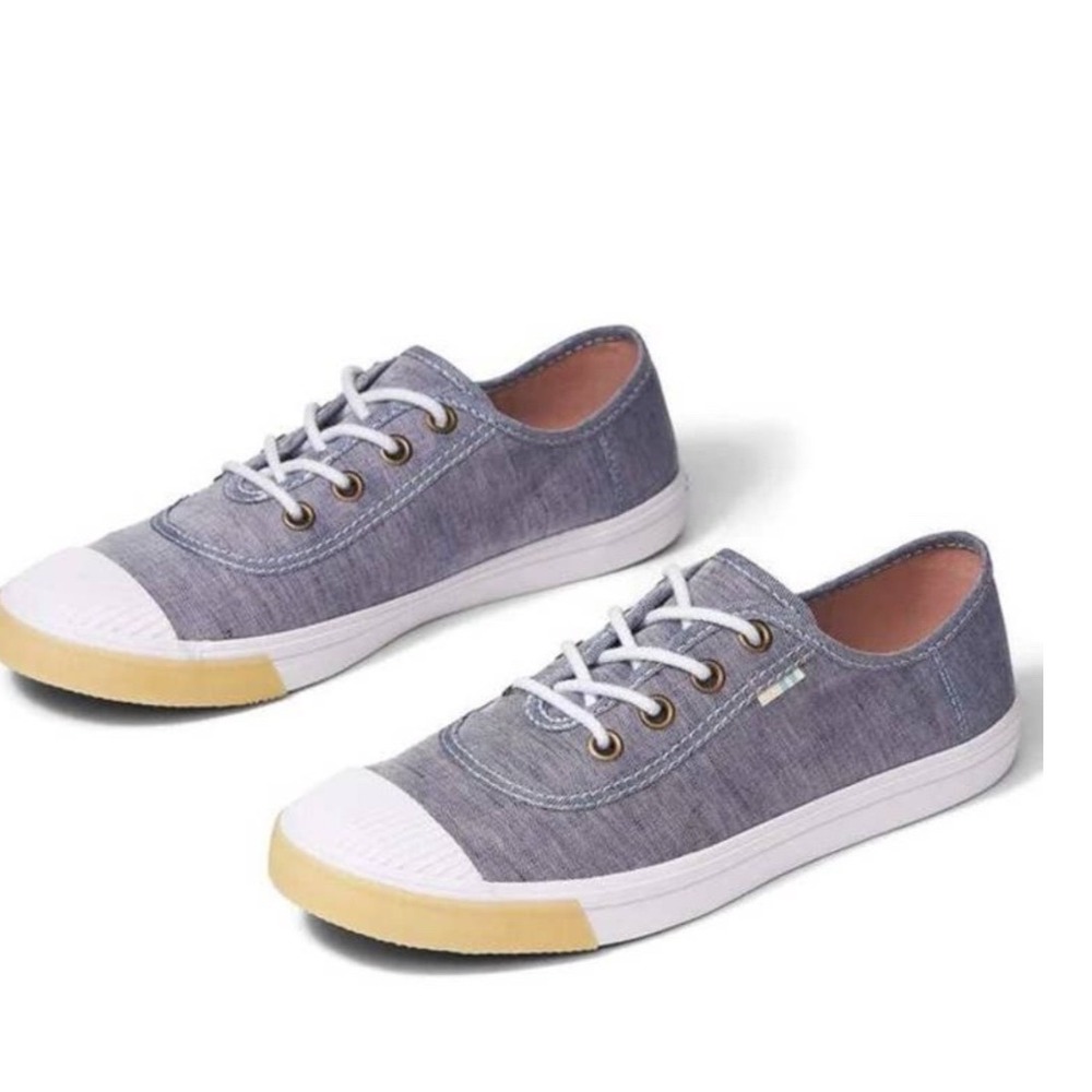 Toms Carmel Sneakers Womens Size 8 Blue Good Distressed Majolica Canvas
